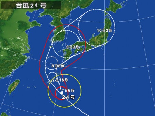 台風24号の予想コース